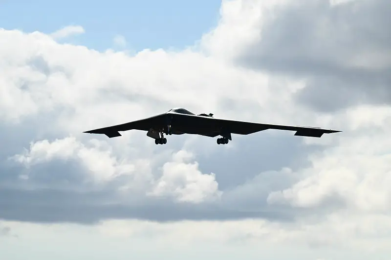 A B-2 Spirit from Whiteman Air Force Base, Mo., arrives in Keflavik, Iceland to participate in a Bomber Task Force Europe operation with NATO allies, Aug. 13, 2023. BTFs provide U.S. and NATO leaders with strategic options to assure, deter and defend against adversary aggression against the Alliance, throughout Europe, and across the globe. (U.S. Air Force photo by Tech. Sgt. Heather Salazar)

