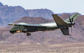 GA-ASI Mojave Unmanned Aircraft System Fires Dillon DAP-6 Gun Pod System