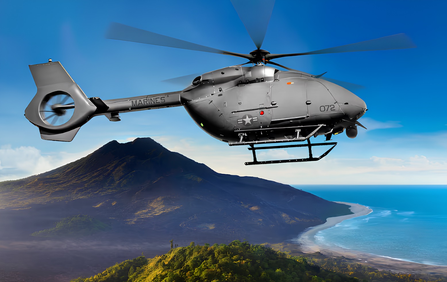 The nose of Airbus's autonomous variant of the UH-72 Lakota would open up, allowing Marines to front load weapons or large cargo. (Airbus)