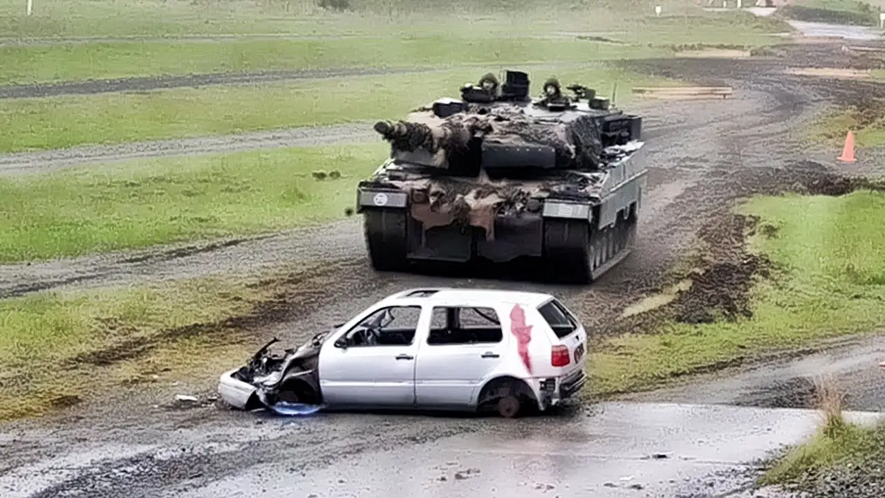 German Leopard 2 Tanks Crush Cars In Europe Competition