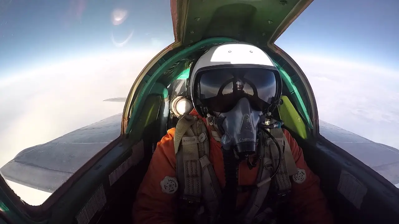 Russian Supersonic MiG-31s Mock Dogfighting in Stratosphere Training