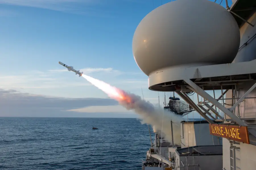 Belgian Navy Frigate Louise-Marie (F931) Fires Harpoon Missile