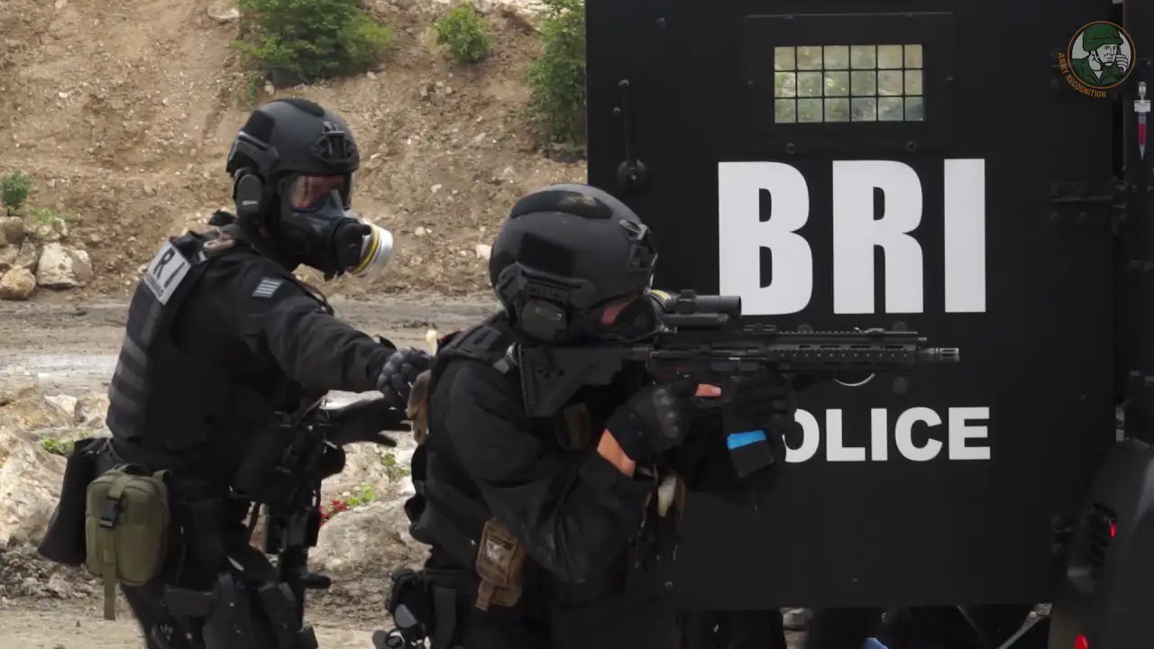 Eurosatory 2018 French National Police BRI SWAT team of Paris in live demonstration