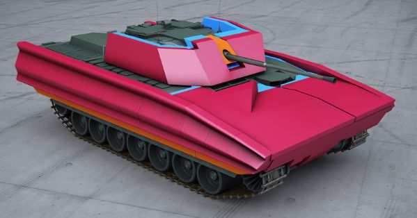Infantry Fighting Vehicle (IFV) with passive kit (blue) and SMART PROTech protection (red)