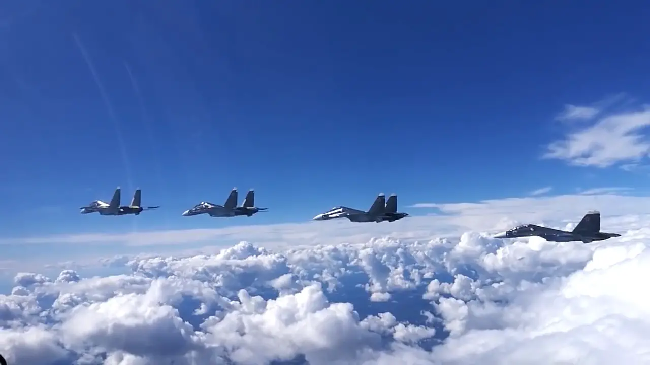 Su-30SM aircraft launch missiles and drop bombs