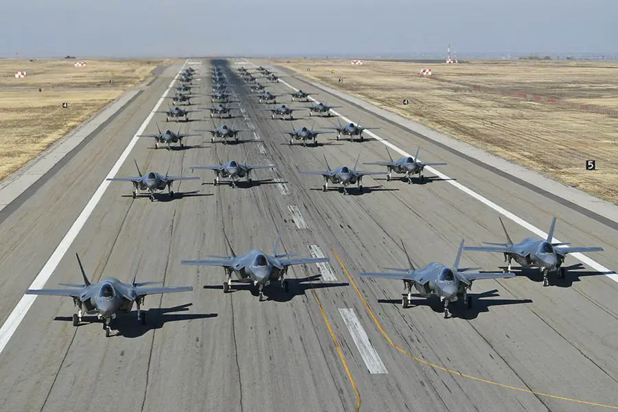 35 of F-35A Lightning IIs conducts combat power exercise at Hill AFB