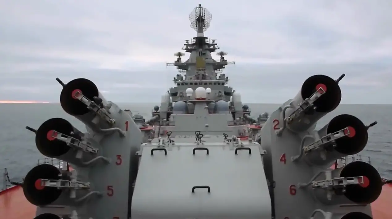 Russian Battlecruiser Pyotr Velikiy Fires Torpedo Missile During Arctic Exercise
