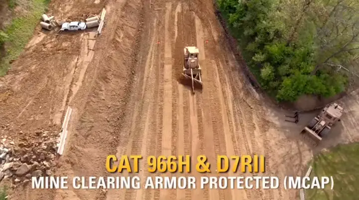 Cat Armored 966H and D7RII Mine Clearing Armour Protection (MCAP)