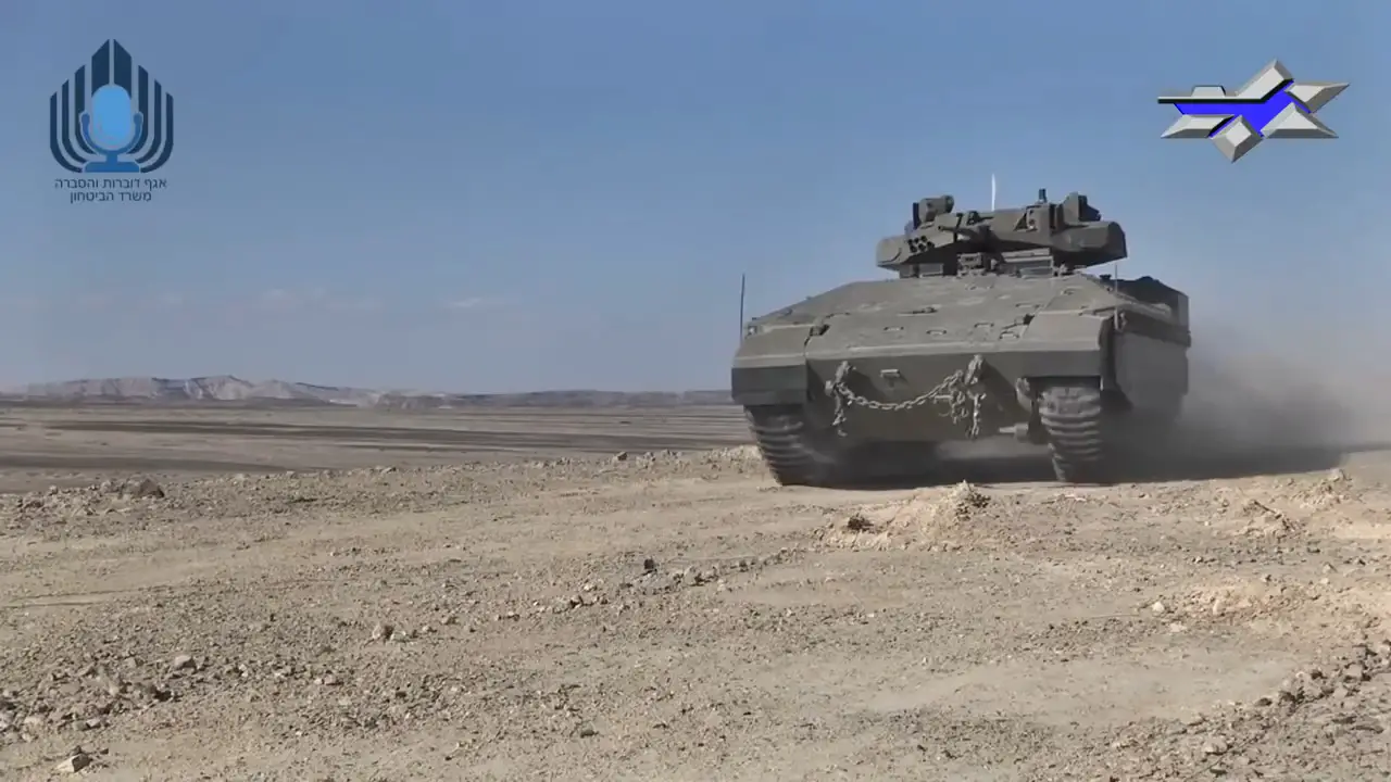 Israel's Namer Infrantry Fighting Vehicle test-fires Spike anti-tank missile
