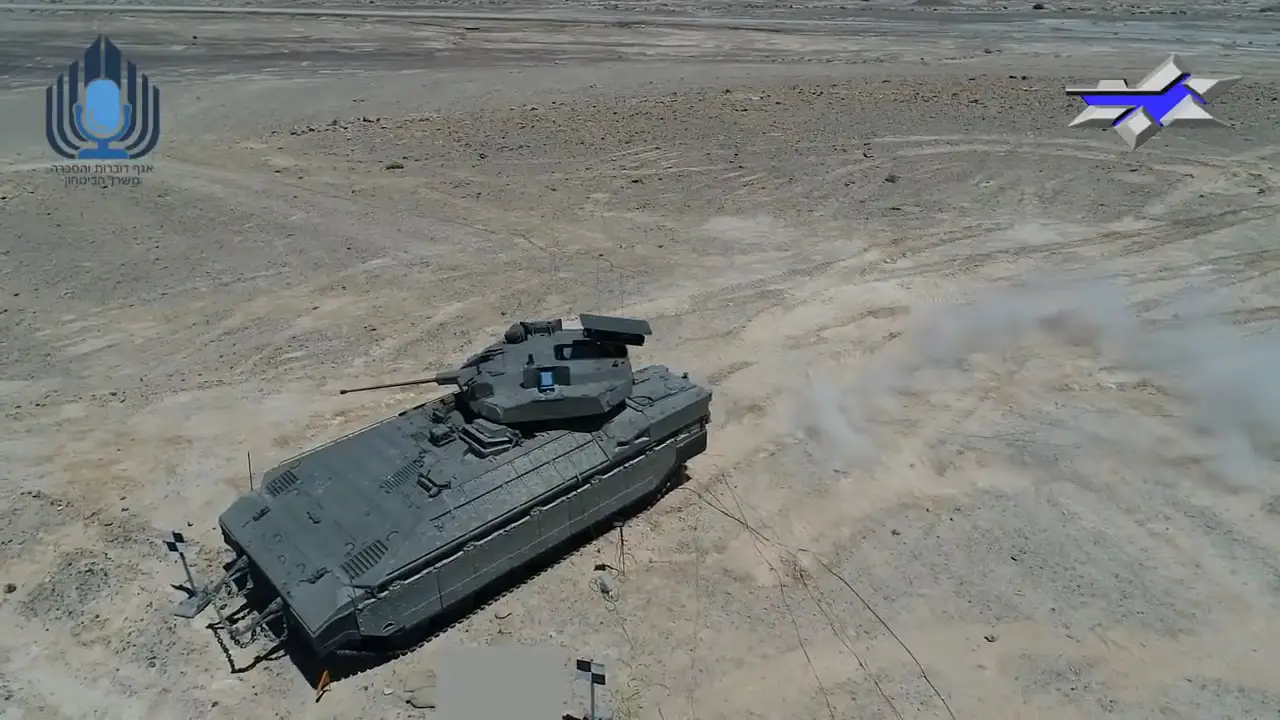 Israel's Namer Infrantry Fighting Vehicle test-fires Spike anti-tank missile