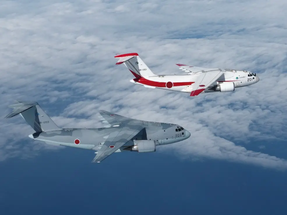 Japan Air Self-Defense Force (JASDF) Kawasaki C-2 twin-turbofan engine military transport aircraft