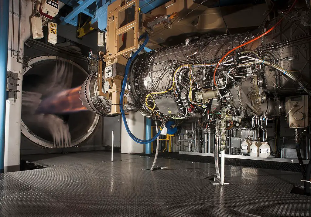 Pratt & Whitneyâ€™s F135 engine, used in the F-35 Lightning II, successfully demonstrated hot-life capability during accelerated mission testing at AEDC. Pictured here is the engine during testing in the Engine Test Facilityâ€™s sea level 2 test cell.
