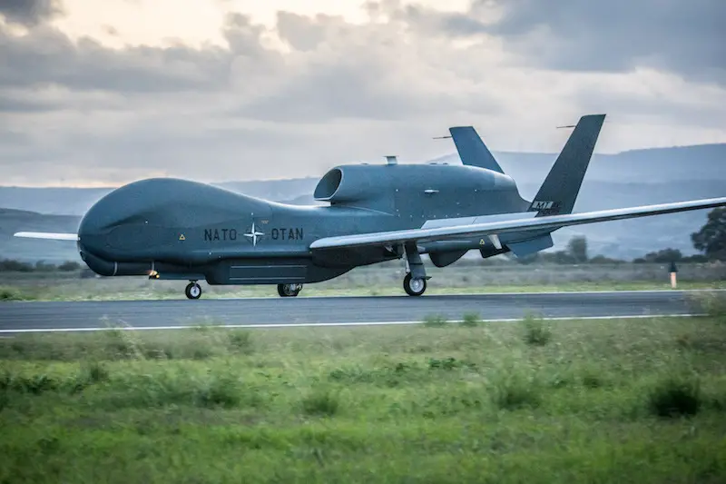The first of five NATO RQ-4D Alliance Ground Surveillance (AGS) unmanned aircraft lands in Sigonella, Italy on Thursday, November 21, after a 22-hour ferry flight from the Northrop plant in Palmdale, California