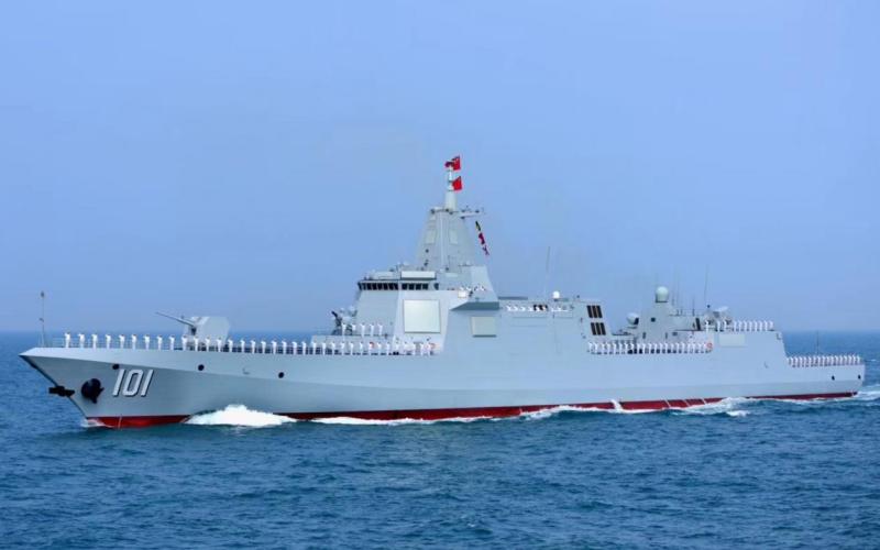 The Chinese Navy's guided-missile destroyer Nanchang takes part in a naval parade staged to mark the 70th founding anniversary of the PLA Navy off Qingdao, in east China's Shandong Province, on April 23, 2019. 