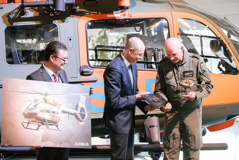 Ralph Herzog, 1st Director BAAINBw, Wolfgang Schoder, CEO Airbus Helicopters Germany, Colonel Peter GÃ¶hringer, Commander Transport Helicopter Regiment 30