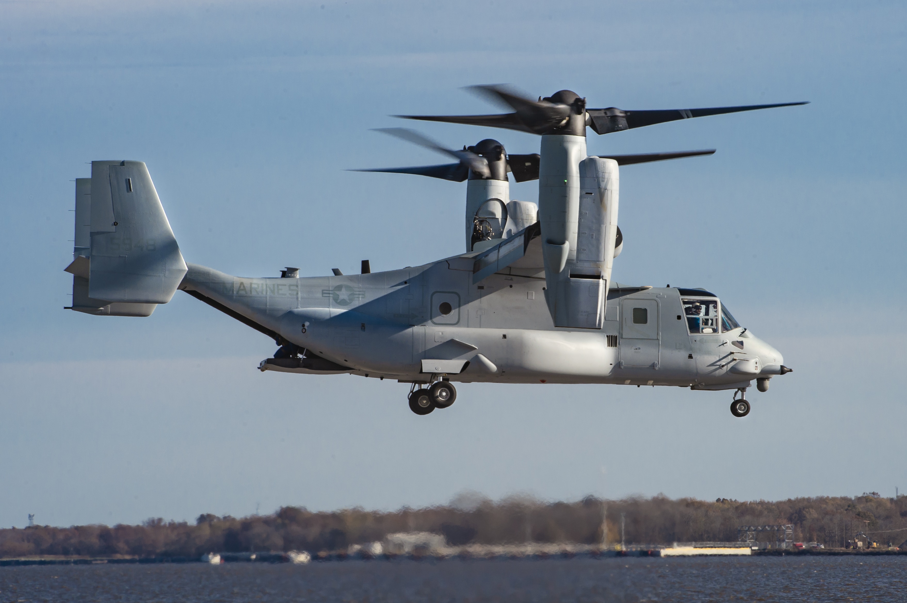 Boeing test pilots conduct the maiden flight of the first V-22 Osprey under the Common Configuration â€“ Readiness and Modernization (CC-RAM) program which is to be delivered to the U.S. Marine Corps.