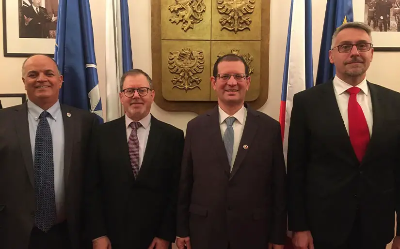 From Right to Left: Czech Ministry of Defence, Lubomir Metnar; Director of SIBAT, Brig. Gen. (Ret.), Yair Kulas; Israeli Ambassador to the Czech Republic, Daniel Meron; IAI VP and CEO of ELTA, Yoav Tourgeman