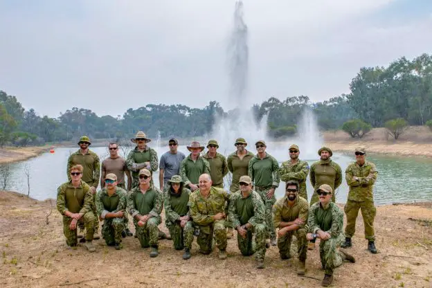 Defence personnel from Australia, the United States and New Zealand take part in a live underwater demolition exercise at Bindoon Military Training Area in Western Australia as part of Exercise Dugong. Photo: Leading Seaman Ernesto Sanchez