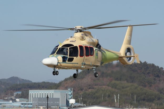 Korea Aerospace Industries has developed the Light Armed Helicopter from the Airbus Dauphin light twin-engined helicopter, and has now flown the prototype of its commercial version, known as the Light Civil Helicopter. (KAI photo)