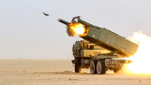U.S. soldiers fire a High Mobility Artillery Rocket System. The Army's future precision strike missile will initially be fired from a HIMARS launcher. (Sgt. Bill Boecker/U.S. Army)