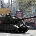 152mm self-propelled gun 2S35 Koalitsiya-SV in the streets of Moscow on the way to or from the Red Square