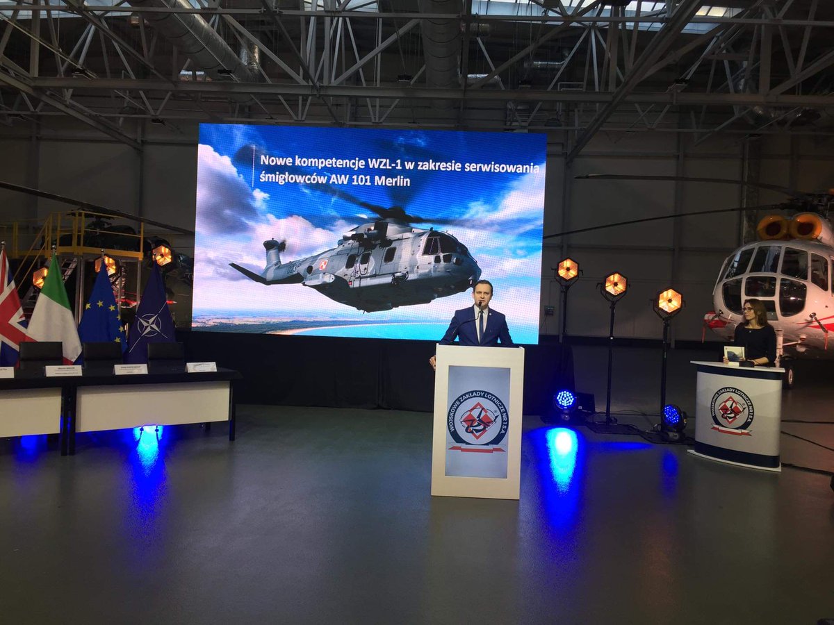 Wojskowe ZakÅ‚ady Lotnicze No. 1 S.A. (WZL-1) will service AW101 Helicopters