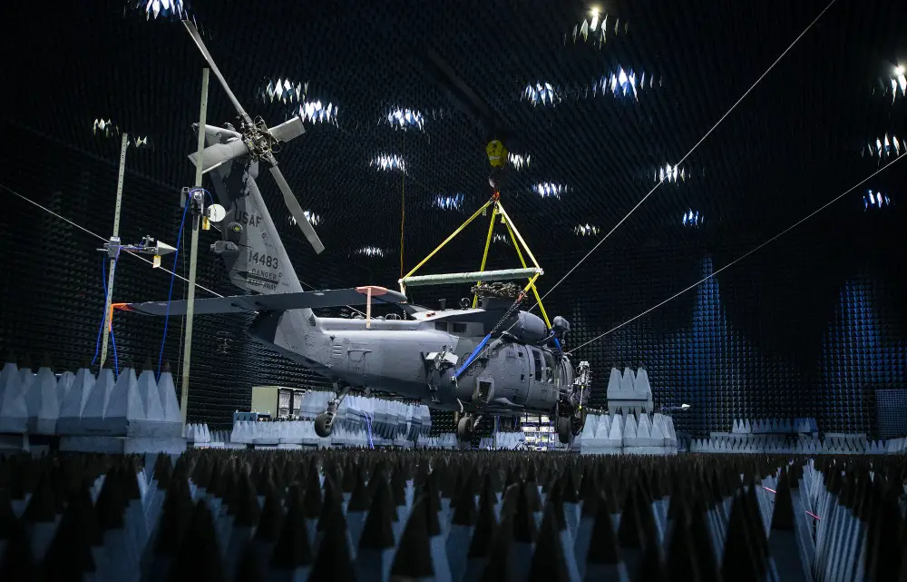 HH-60W Helicopter Enters Chamber for Defense Systems Testing