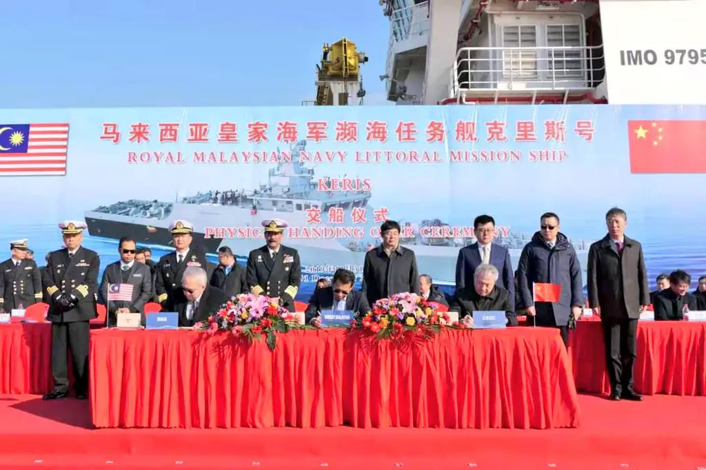  Malaysia's first LMS is seen here before its launch at Wuhan, China, in April 2019. The warship was handed over to the RMN on 31 December in a ceremony held at Qidong near Shanghai. 