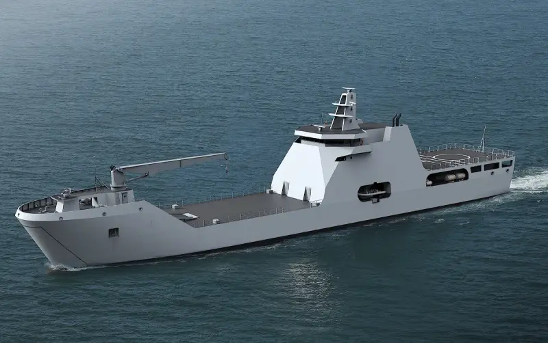 A computer-generated image of the Nigerian Navy's future Landing Ship, Tanks