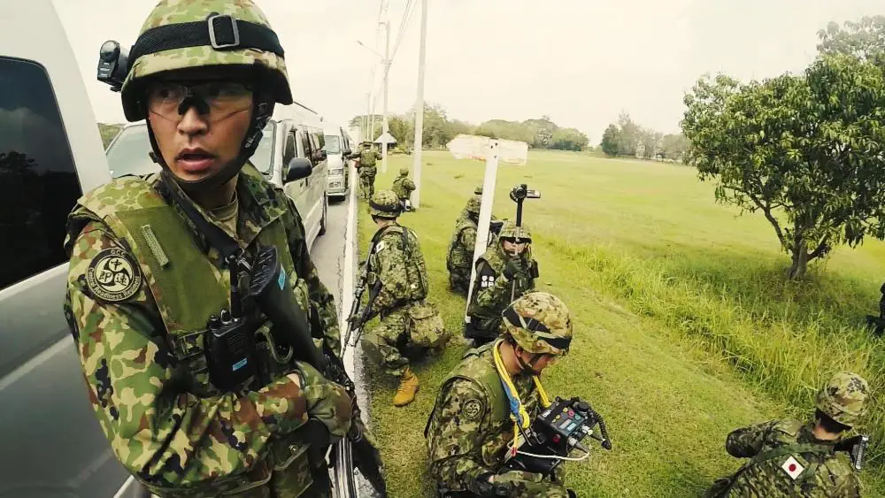 Japan Ground Self Defense Force members participate in the non-combative evacuation (NEO) portion of the Cobra Gold 19 exercise.