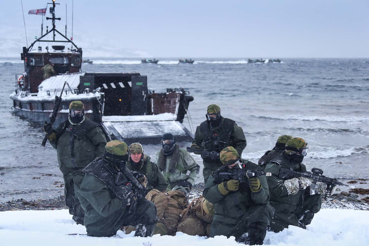  47 Cdo RM utilised Offshore Raiding Craft (ORCs) and Landing Craft Vehicle Personnel (LCVP) to show there Norwegian counterparts how they deliver troops and equipment ashore in the harsh Artic conditions.