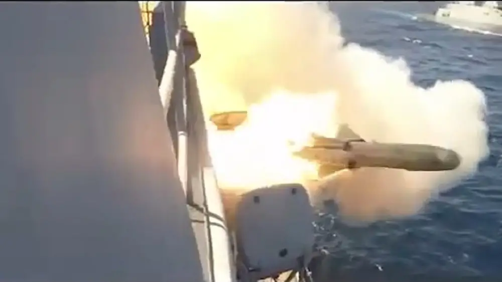  Venezuelan Navy Almirante Brion (F-22)  launched a MBDA Otomat missile