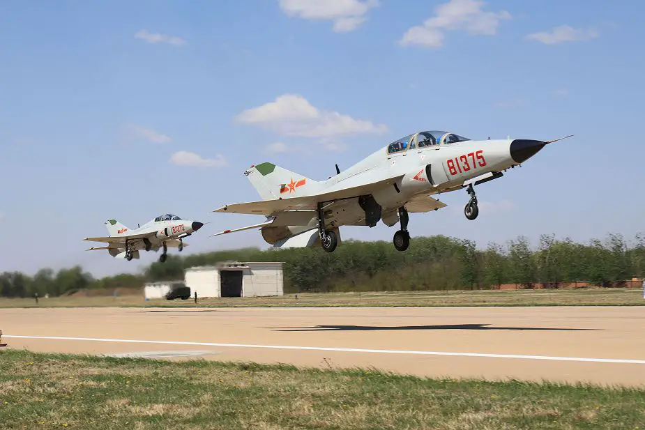 PLAN Guizhou JL-9 Mountain Eagle trainer jet marked as aircraft carrier trainer