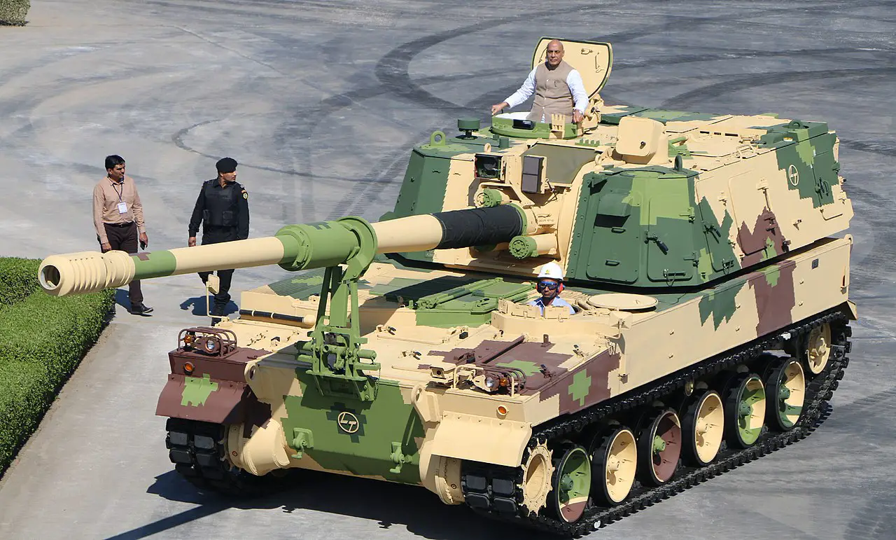  K9-VAJRA-T is an Indian variant of the  South Korean K9 self-propelled 155 mm howitzer. Manufactured by Larsen & Toubro under license, consisting 50% component (by value) including 14 major sub-systems developed by Indian companies.