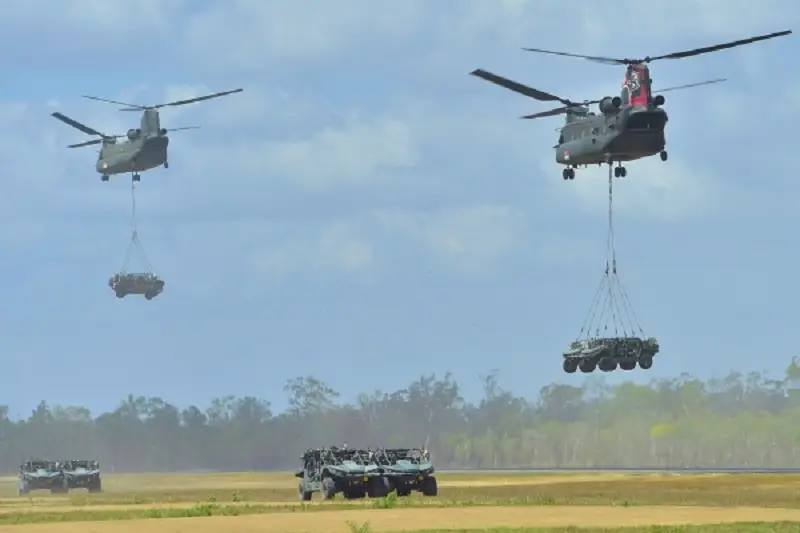 Singapore Armed Forces (SAF) Light Strike Vehicles Mark II (LSV MK II) training in Exercise Wallaby 2017 at the Shoalwater Bay Training Area (SWBTA) in Queensland, Australia