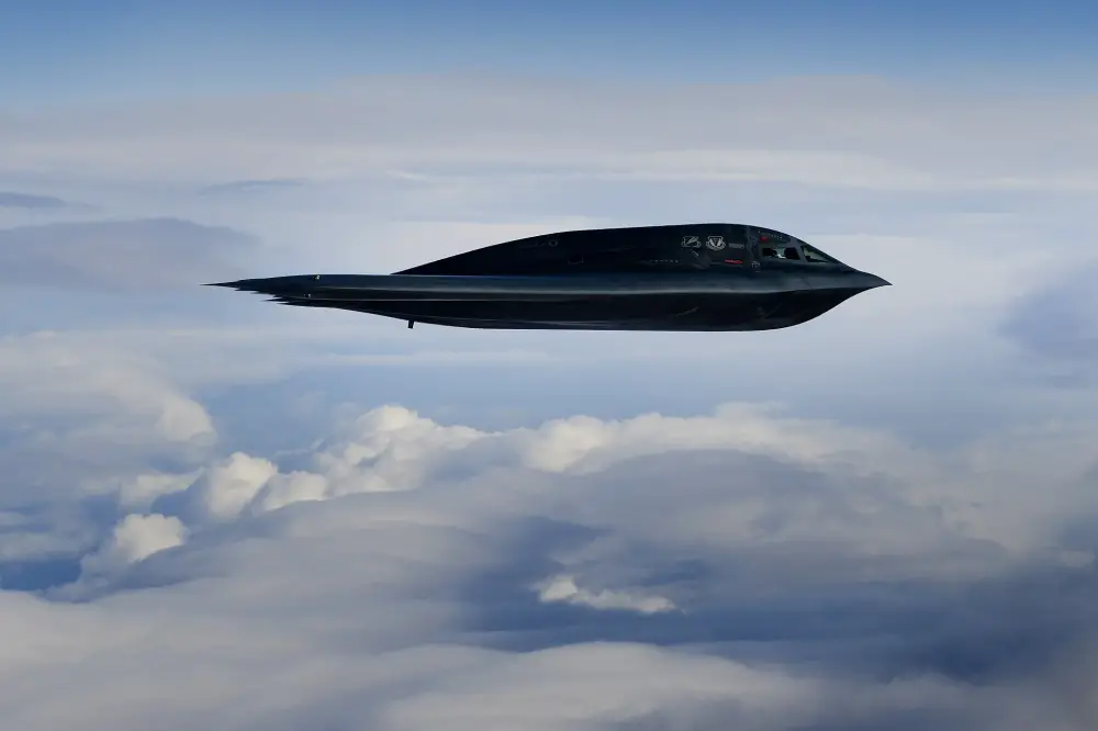 A B-2A Spirit bomber assigned to the 509th Bomb Wing conduct aerial operations in support of Bomber Task Force Europe 20-2 over the North Sea March 12, 2020.