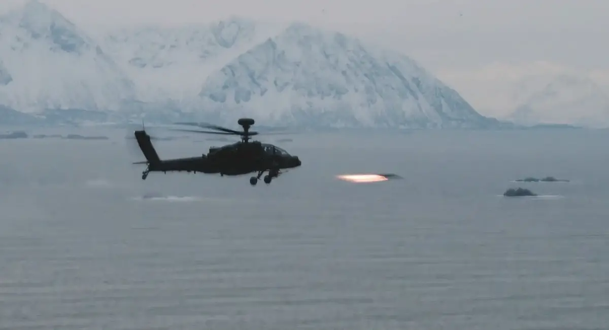 British Army Apache Launch Hellfire in Arctic