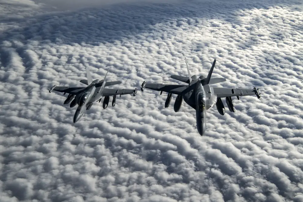 U.S. Navy EA-18G Growlers  has the capabilities to perform a wide range of enemy defense suppression missions