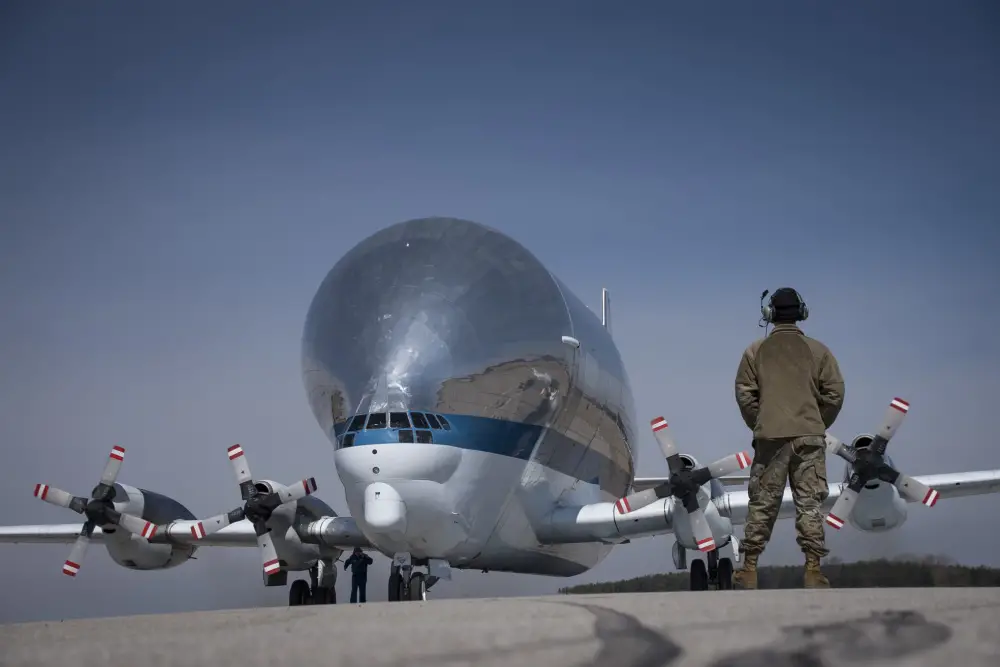 The 179th Airlift Wing is assisting the NASA Super Guppy in transporting parts of the Orion Space Project that recently completed testing at the Glenn Research Center in Sandusky, Ohio. 