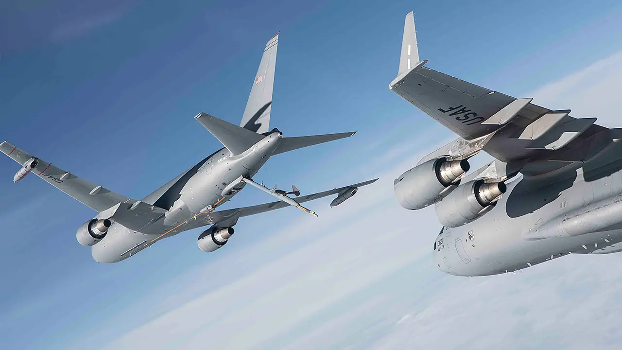 Boeing KC-46A Pegasus is a military aerial refueling and strategic military transport aircraft