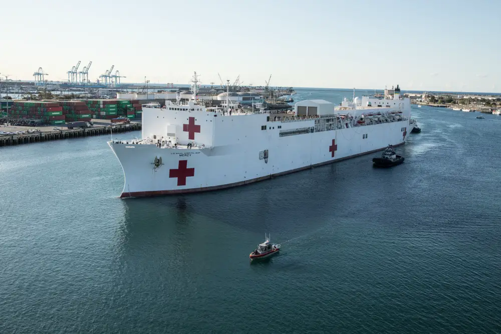 U.S. Navy USNS (T-AH 19) Mercy Accepts its First Patients in Los Angeles
