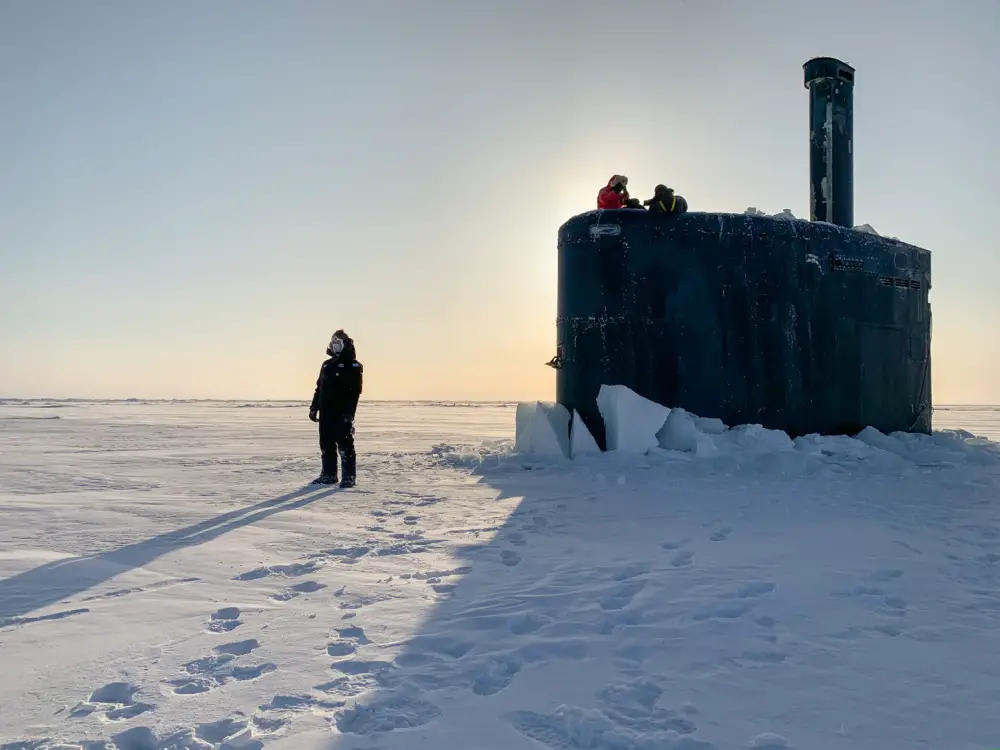 USS Toledo (SSN-769) arrives at Ice Camp Seadragon on the Arctic Ocean kicking off Ice Exercise (ICEX) 2020. 