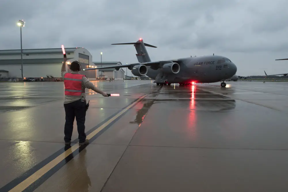 The 167th Airlift Wing transported just over one million COVID-19 test kits from Aviano Air Base, Italy to Memphis, Tenn., April 16, 2020. The test kits, which are maunufactured in Italy, will be distributed throughout the nation from the Fed Ex hub in Tennessee. Eighteen pallets filled the cargo compartment of the C-17 Globemaster III aircraft, crewed by seven 167th AW Airmen. (U.S. Air National Guard photos by Senior Master Sgt. Emily Beightol-Deyerle)