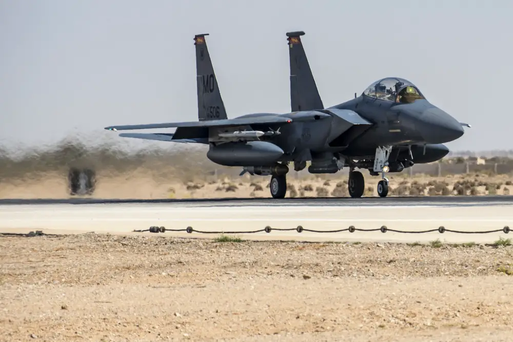 US Air Force F-15 Mobile Aircraft Arresting System Test in Southwest Asia