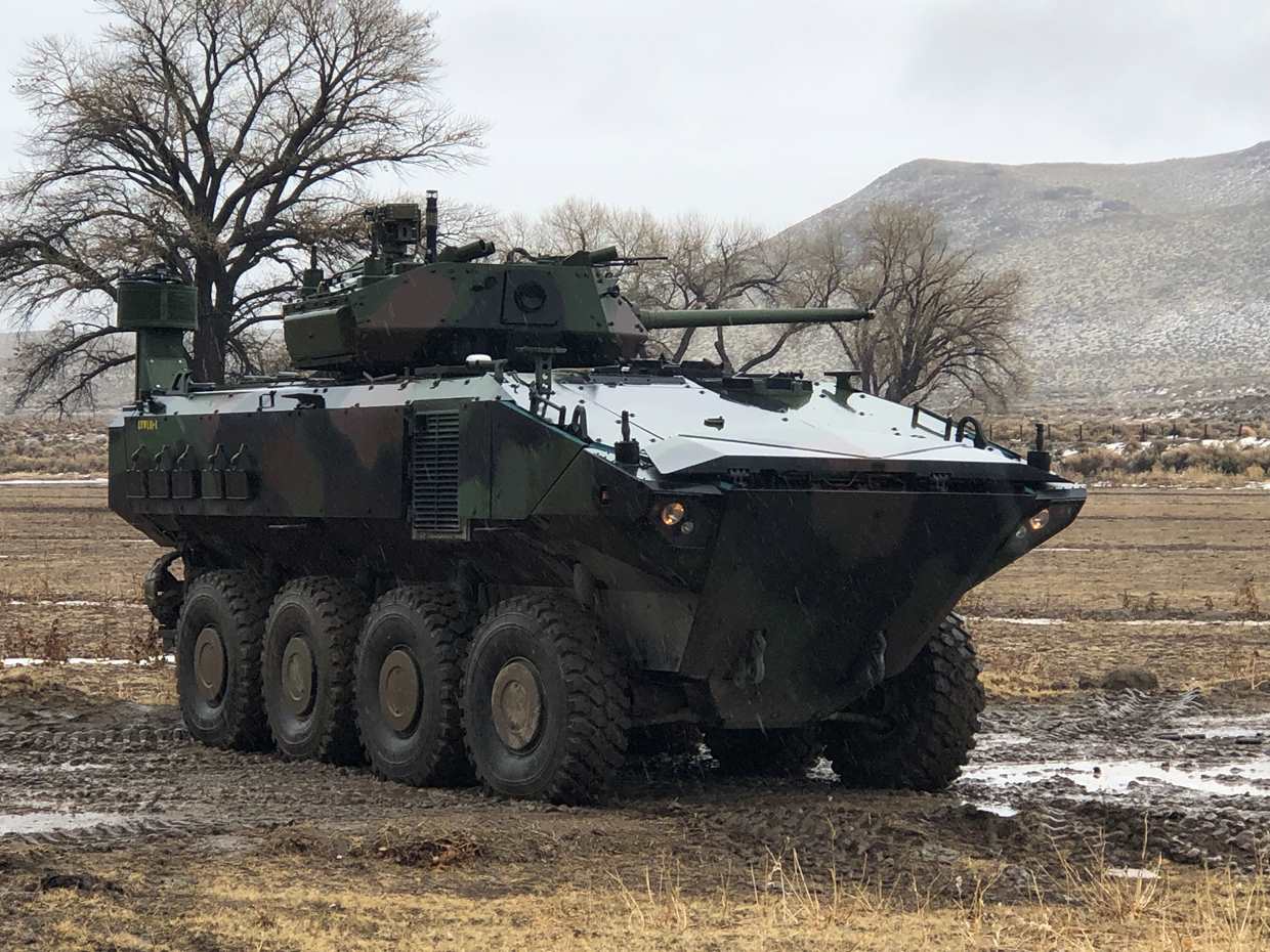 A Marine Corps Amphibious Combat Vehicle (ACV) fitted with Kongsberg's MCT-30 turret. Kongsberg will deliver up to 150 MCTs in a phased program as part of this contract, with delivery of test equipment to begin in early 2021.