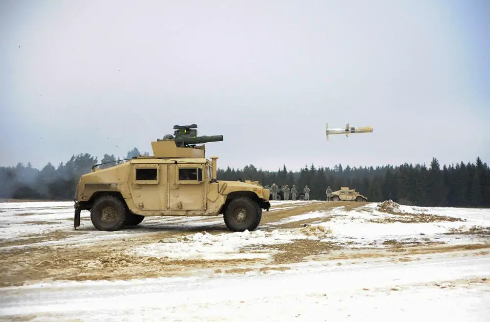 A TOW 2B missile is fired during an exercise at the Joint Multinational Training Command in Grafenwoehr, Germany. 
