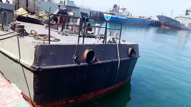 The Iranian military published a photo purportedly showing the damaged Konarak at a port