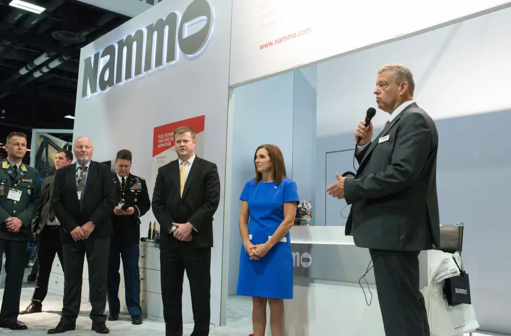 Announcement of Nammo's new investments in the United States, and the formation of Nammo Defense Systems, at the AUSA Trade Show in October 2019. Seen here (from the right) are Morten BrandtzÃ¦g, Arizona Sentator Martha McSally, US Secretary of the Army, Ryan McCarthy, and Norwegian National Armaments Director, Mr. Morten Tiller.
