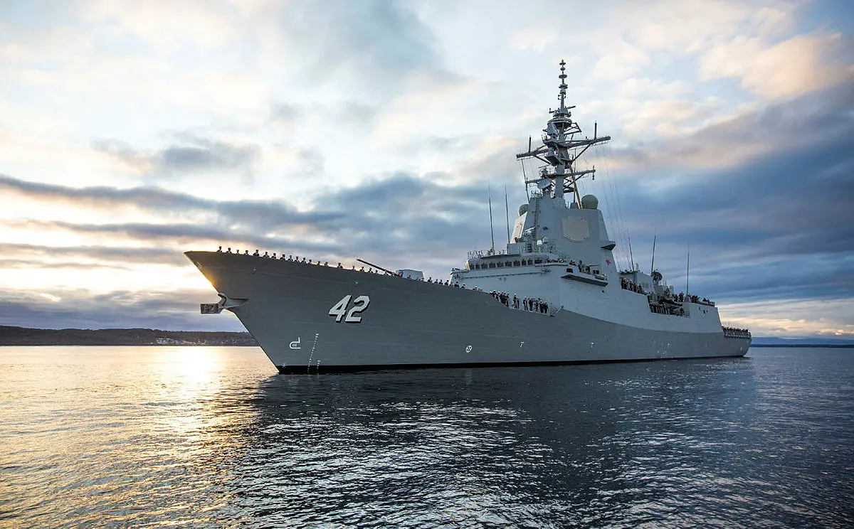 Royal Australian Navy HMAS Sydney Air Warfare Destroyer Commissions at Sea