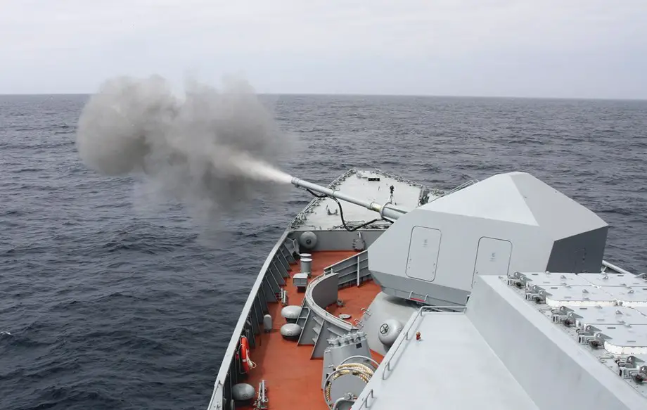 Russian Navy Black Sea Fleet Frigates Conducted Artillery Fire in Crimea